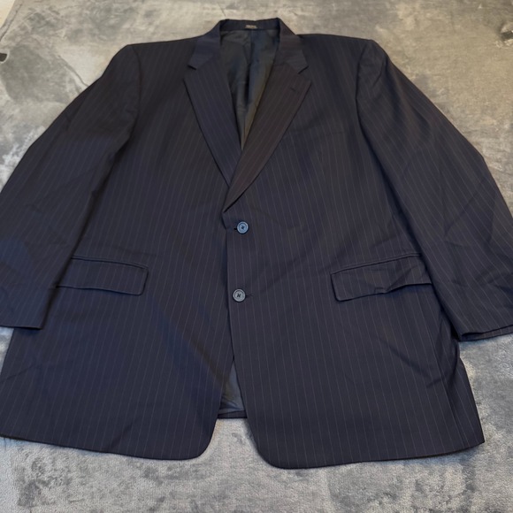 Hart Schaffner Marx Other - Hart Schaffner Marx Gold Trumpeter Suit Jacket Mens 50 R Navy Pinstripe Wool